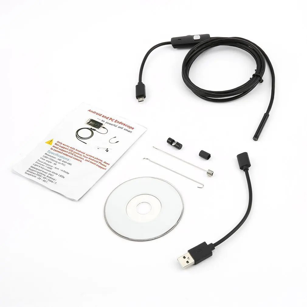 

6 LED 5.5mm Lens Endoscope Waterproof Inspection Borescope for Android Focus Camera Lens USB Cable Waterproof Endoscope HOT SALE