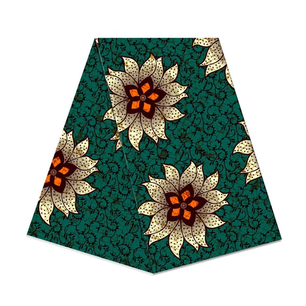 

6 Yards African Wax Prints Fabric 100% Cotton Fabrics Material Dashiki Printed Real Floral for Dress A000529