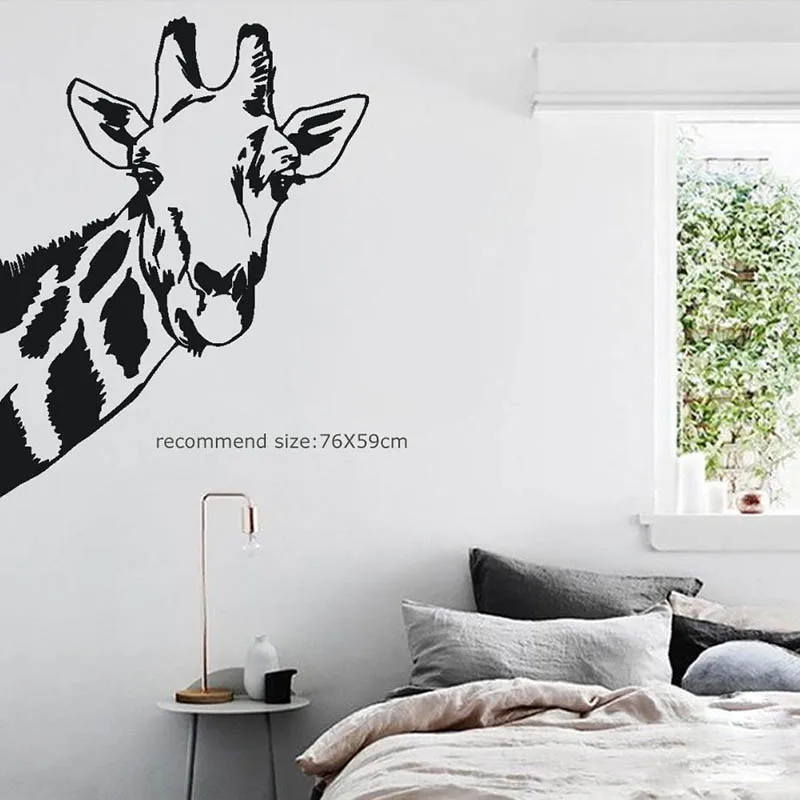 Голова жирафа наклейки на стену джунгли дикая декорация для дома с животными винил самодельная перегородка наклейки для детской спальни об...