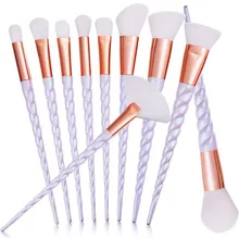 Professional 5/10PCS White Handle ชุดแปรงแต่งหน้า Foundation Blush Face แรเงาเครื่องสำอางค์แปรงแต่งหน้า Kit 5 สี(China)