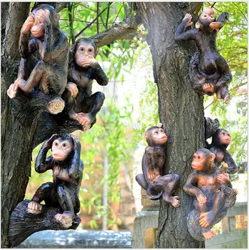 

Outdoor Resin Simulation Monkey Animal Statue Gardening Landscape Design Figurines Crafts Decoration Yard Tree Hanging Ornaments