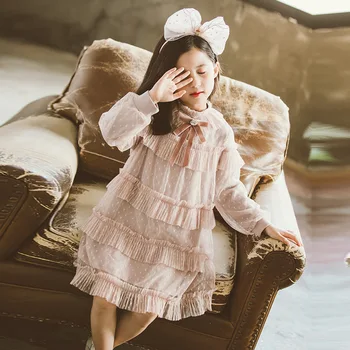 

Baby Girl Dress 2020 Fashion Kids Spring Autumn Clothes Girls Long Sleeve Dresses Mesh Bow Dot Princess Toddler Layered Dress