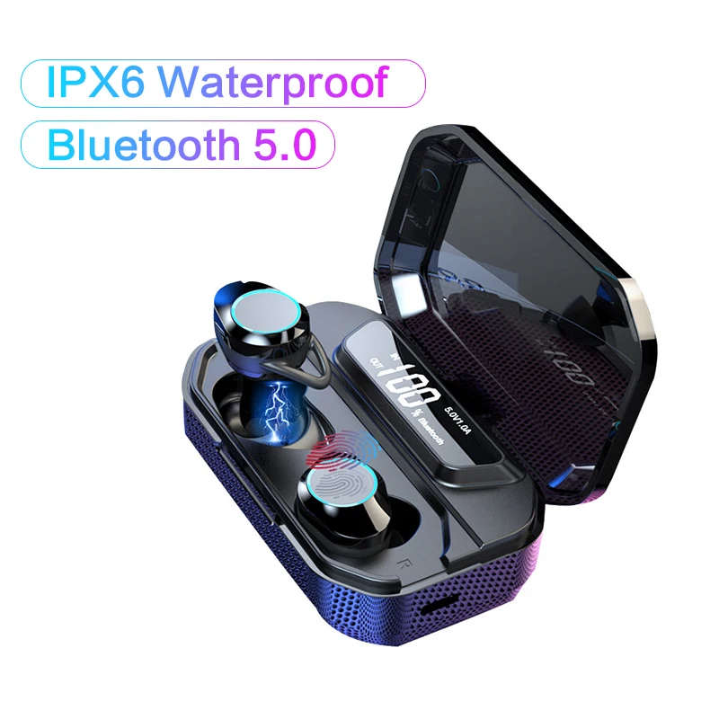 Wireless Bluetooth Earphone 6D Stereo Sound Touch Earbuds Headset LED Display 3300mAh charging Box IPX6 Waterproof earphone