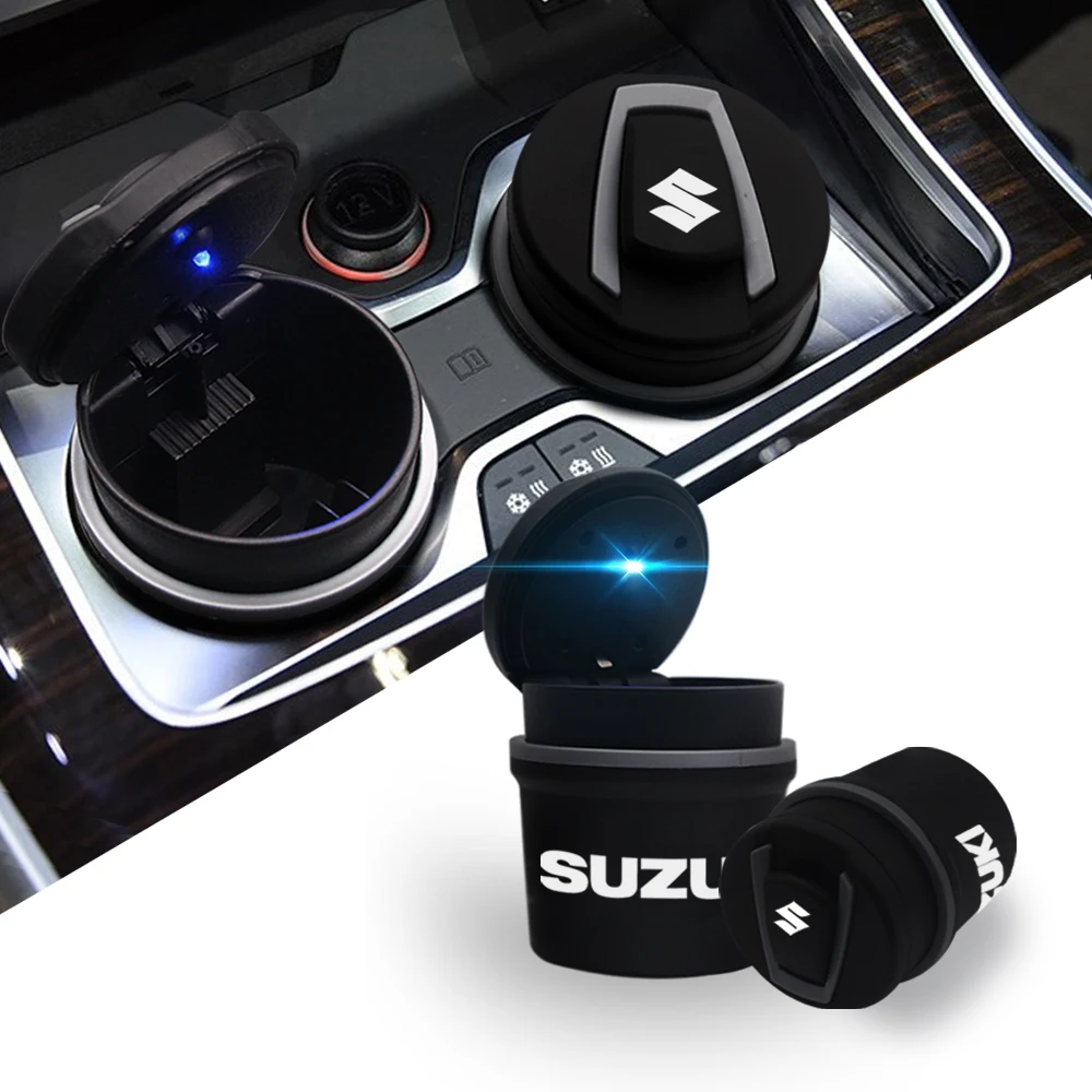 

Car Ashtray LED Light Garbage Storage Cup Home Office Cigarette Smoke Holder For SUZUKI VITARA SX4 SWIFT DZire IGNIS Alto Jimmy