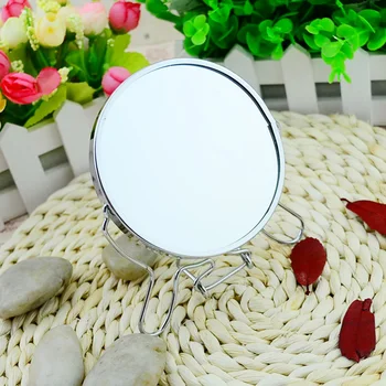 

4" Round Makeup Cosmetic Mirror 360 Degree Rotation Two Side Mirror Magnifier Stainless Steel Frame Multifunctional Mirror