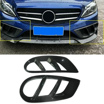 

Black Front Bumper Grill Fog Light Cover Trim for Benz W205 C43 AMG Sport 2015-18