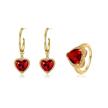 

Senior Retro Ruby Lovely Ear Pendant Earrings Simple Ring for Women