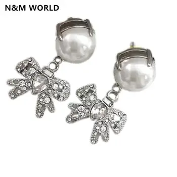 

Pearl & Bow Zircon Pendant Dangle Earrings Jewelry Accessories Graceful Delicate Stud Earrings Party Gift For Women Girls