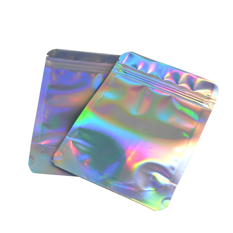 100 pcs Laser Aluminum Foil Resealable Value Pack Stand Up Zip Lock Bag hologram Self Seal Zipper Plastic Pouches Bag 5