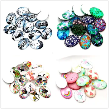 

5pcs/Lot 30x40mm New Fashion Flower Classic Handmade Photo Glass Cabochons Pattern Domed Jewelry Accessories Supplies