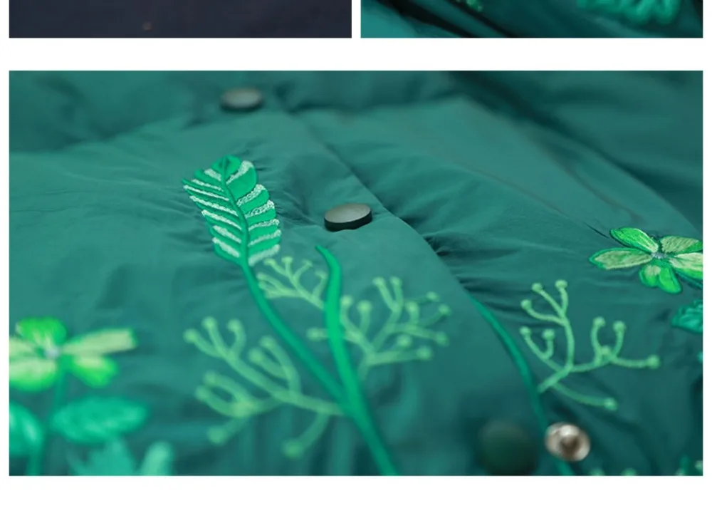 LZJN Women's Winter long Down Coat Jacket Embroidery Ultra Light Warm White Duck Down Coat Female Outerwear Parka Пуховик (26)