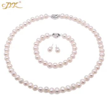 

JYX Elegant set BIG SALE!Elegant 8.5-9mm White Natural pearl necklace set jewelry sets 7.5/18" mother gift good for health