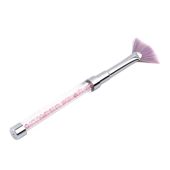 

1 Pc Fan Shape Nail Cleaning Brush Gradient Pink Rhinestone Handle Dust Glitter Powder Remover Pen Manicure Nail Art Tool