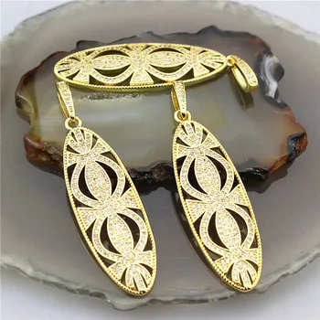 

45*17mm 5pcs/lot New arrival cz pendant,fashion plating copper with gold color, cubic zircon pave charm jewelry accessories