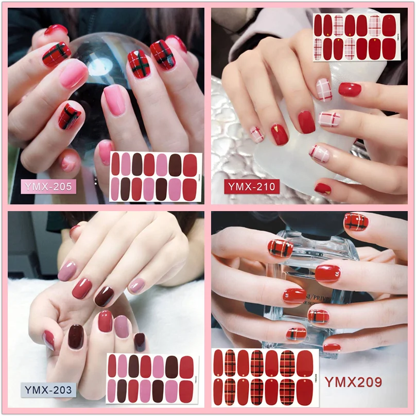 

14tips/sheet Beauty Nail Art Stickers Full Cover Sticker Wraps Decorations DIY Manicure Slider Nail Vinyls Adhesive Nails Decals