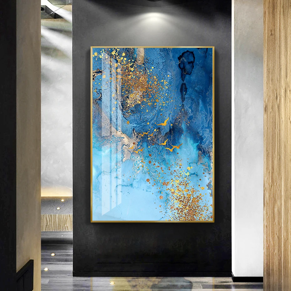 Marble wall art Abstract modern art Marble poster Abstract canvas art Blue Gold Marble Canvas Marble canvas print Abstract wall art