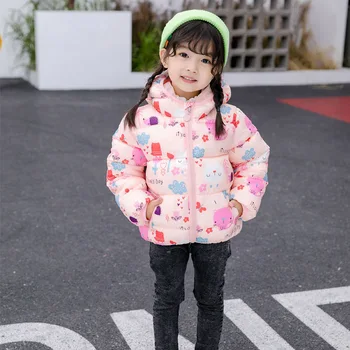 

Children Down Parkas Cartoon Pattern Hooded Boys and Girls Warm Autumn Winter Coats Thicken Long Sleeve Girl Jackets 1-7 Years