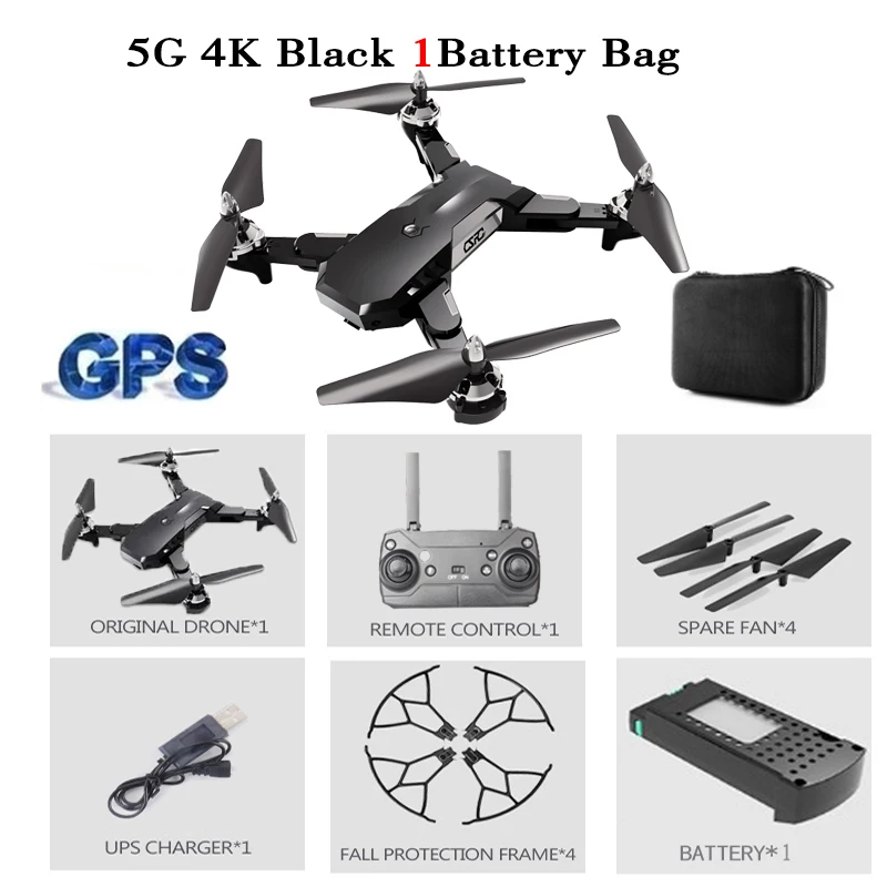 CS7 gps Дрон с 4K двойной камерой Wifi Fpv складной Квадрокоптер Поддержка 5G частота очень стабильный Дрон RC игрушка - Цвет: 5G 4K 1B Black