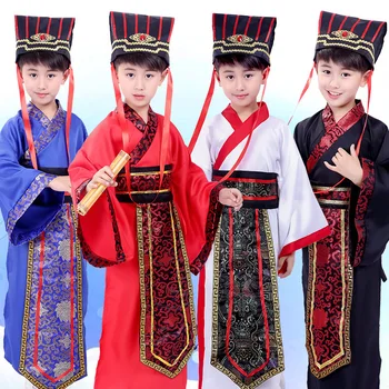 

2020 Kids Traditional Hanfu Chinese Ancient Costume Dynasty Official Stage Performance Party Clothing Folk Dance Costumes Set