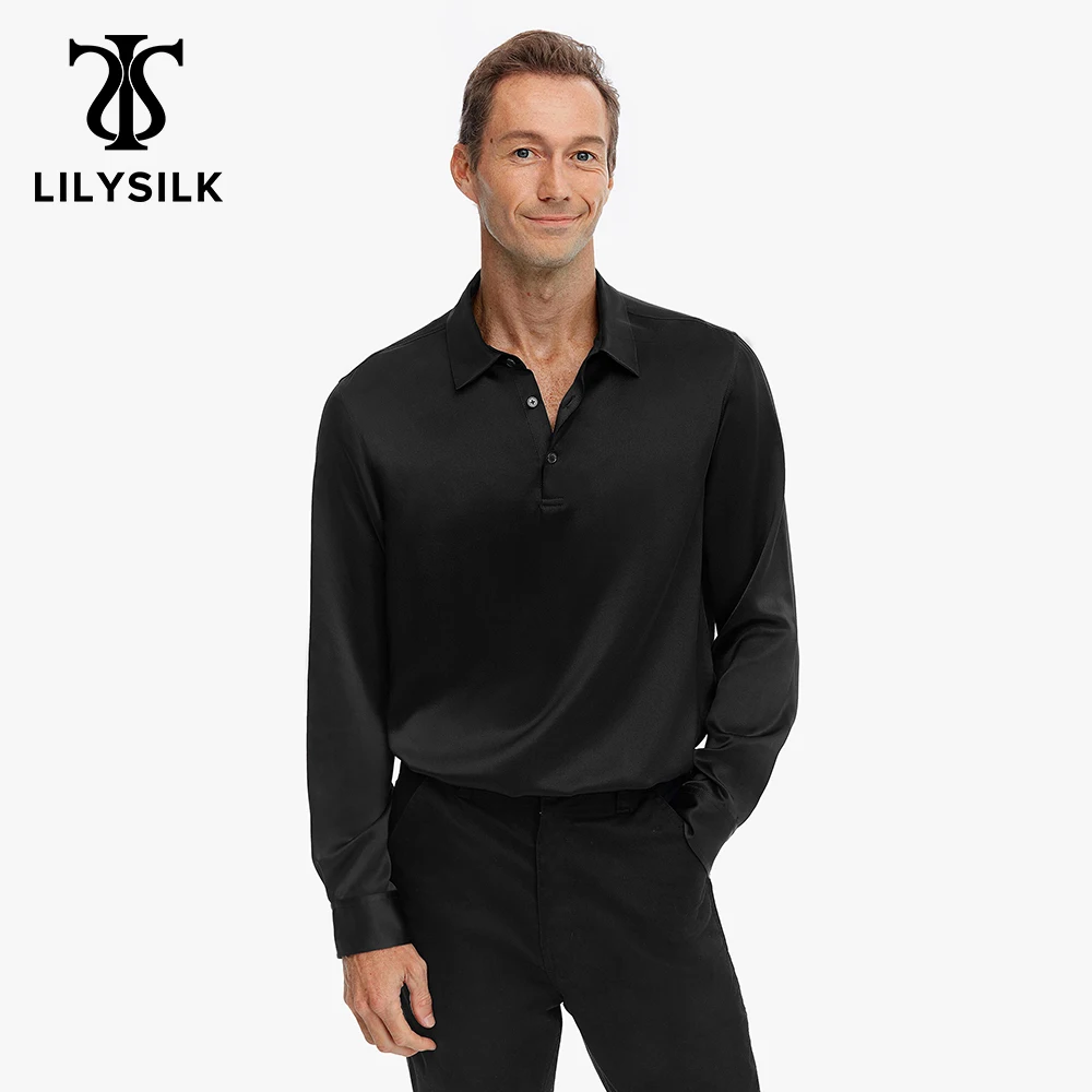 

Рубашка-поло LILYSILK Мужская, шелковая Повседневная, мягкая, однотонная, 22 Момми, бесплатная доставка