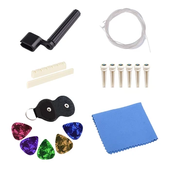 

16PCS Acoustic Guitar Strings Kit Include Guitar Strings, Guitar Picks, String Winder, Bridge Pins Replacement Parts
