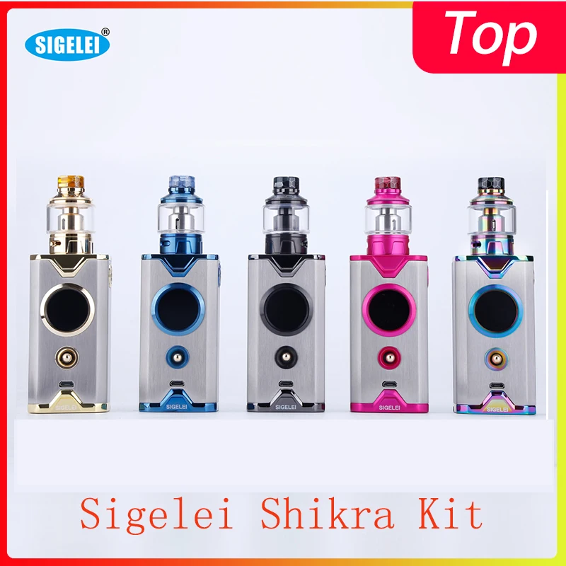 

Clearance!!! Sigelei Shikra Kit 200W TC Box Mod powered by dual 18650 Top fill style mesh coil Electronic cigarrete Vape kit