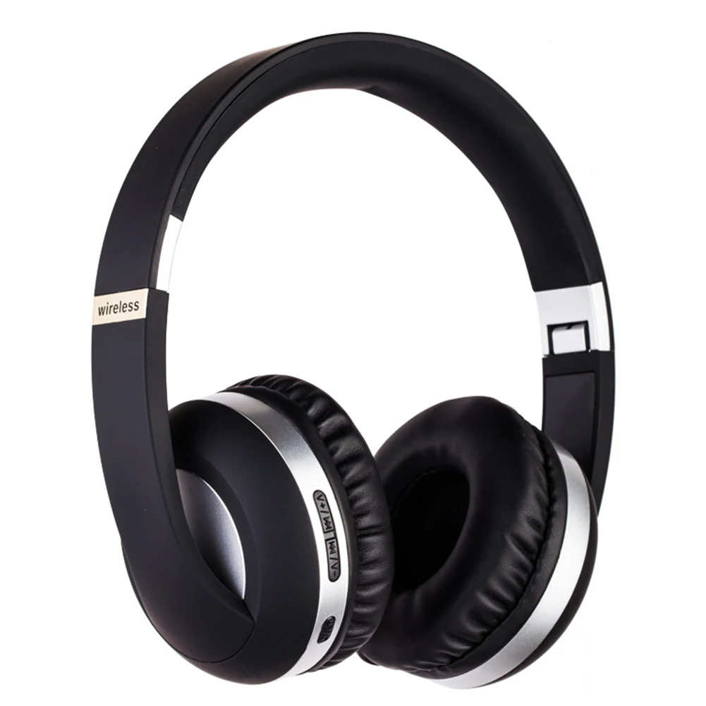 Fashion Stereo Wireless Folding Bluetooth Bass Plug Card Noise Reduction Practical Portable FM Radio Headset With Microphone