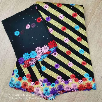 

7 yard Swiss lace fabric 2020latest heavy beaded embroidery African cotton fabrics Swiss voile lace popular Dubai style A0204179