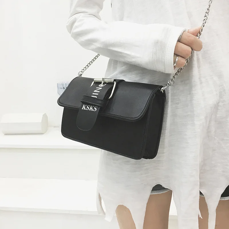 

2017 WOMEN'S Fashion Handbag Korean-style Cool Crossbody Bag Chain Square Sling Bag Autumn And Winter Shoulder Bag