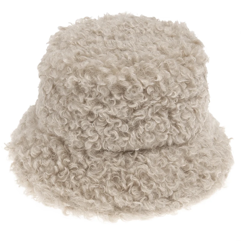 

Hats for Women New Outdoor Warm Lamb Faux Fur Bucket Hat Solid Fluffy Fishing Cap Panama Bob Fisherman Gorros Women
