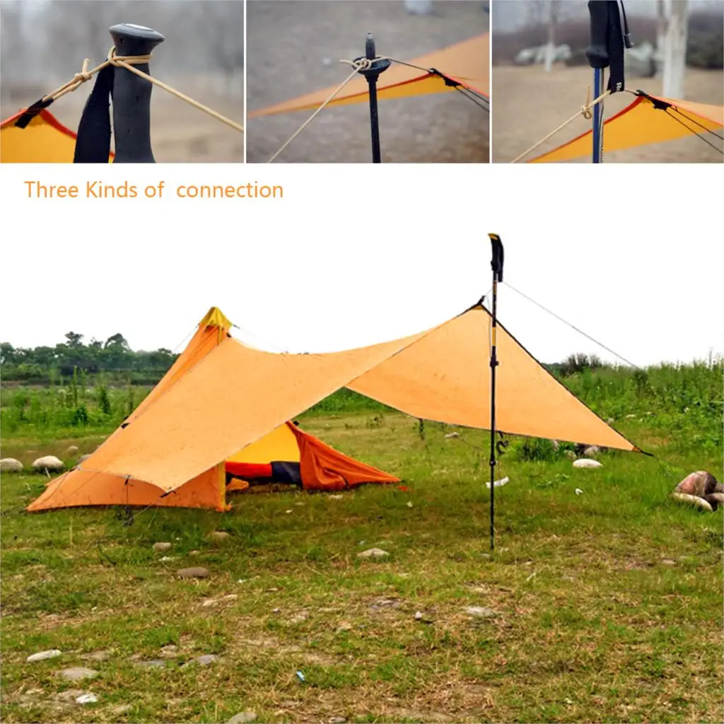 450 г 20D двусторонняя силиконовая покрытая нейлоновая Брезентовая Сверхлегкая Солнцезащитная палатка Пляжная палатка Пергола тент навес дождевой Кемпинг Sunshelter - Цвет: orange-yellow