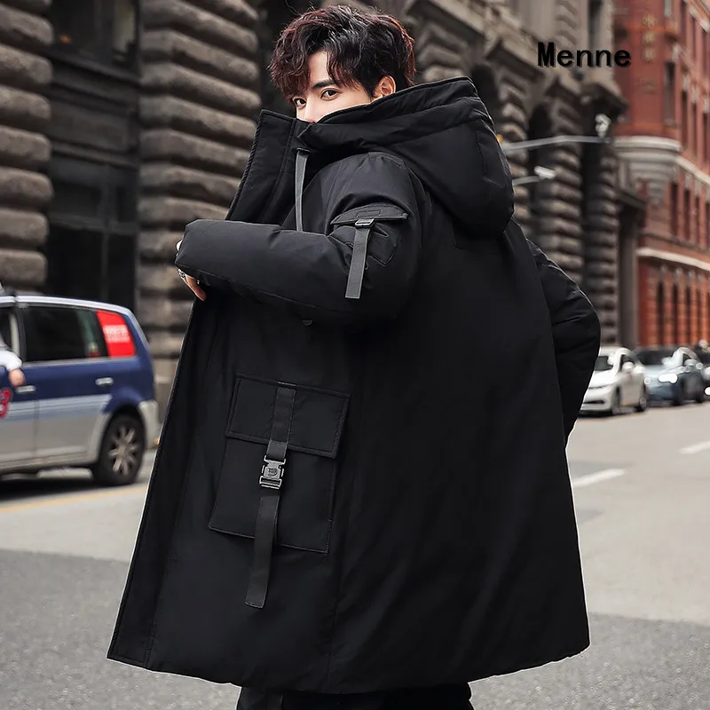 Мужская зимняя куртка, новинка, зимний мужской пуховик, длинное пальто с капюшоном, плотное пальто