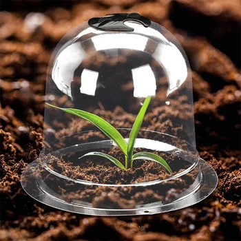 

6 Packs 8 Inches Garden Cloche Dome Plant Bell Protector Cover with 10 Pcs Plant Labels and 18 Pcs Ground Securing Pegs