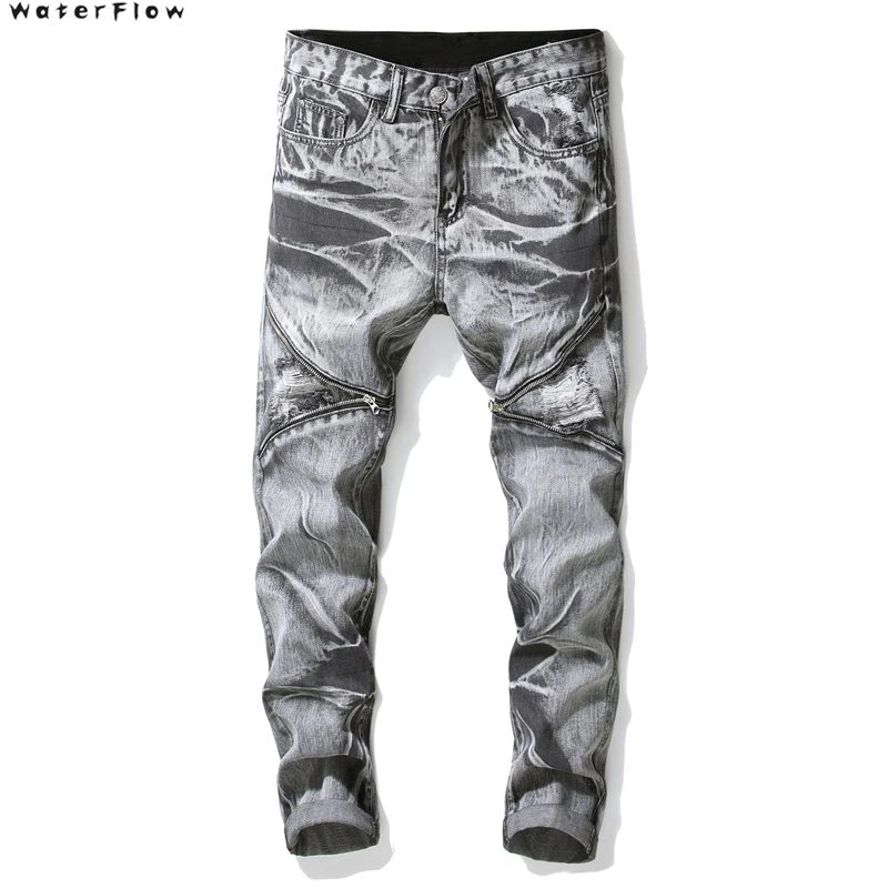 

2019 New big Sizes Straight Locomotive Folds old Men's jeans Fashion Stretch jeans Men's Slim More plus size 28-34 36 38 40 42