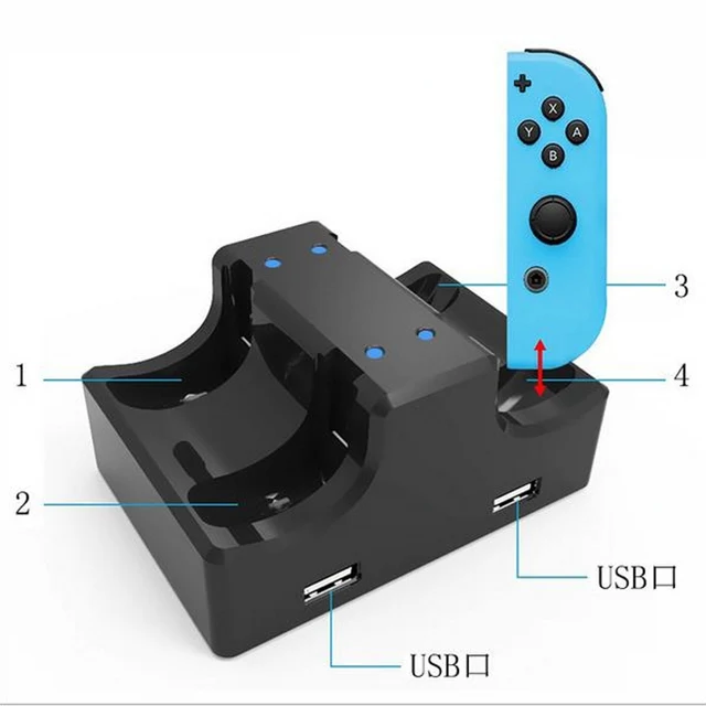 Joy-Con Charger Dock Station LED Charge Stand Holder With Micro USB Cable for Nintendo Switch Console 2