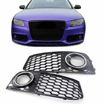 

1Pair Car A4 Fog Light Cover Grille Grill Honeycomb Mesh Fog Light Lamp Open Vent Grille For Audi A4 B8 RS4 Style 2009-2012