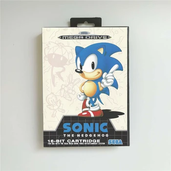 

Sonic the Hedgehog - EUR Cover With Box 16 Bit MD Game Card for Megadrive Genesis Video Game Console