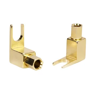 

10pcs Right Angle Speaker 4MM Banana Plug Jack Golden Plated Screw Solderless Y Fork Wire Connector