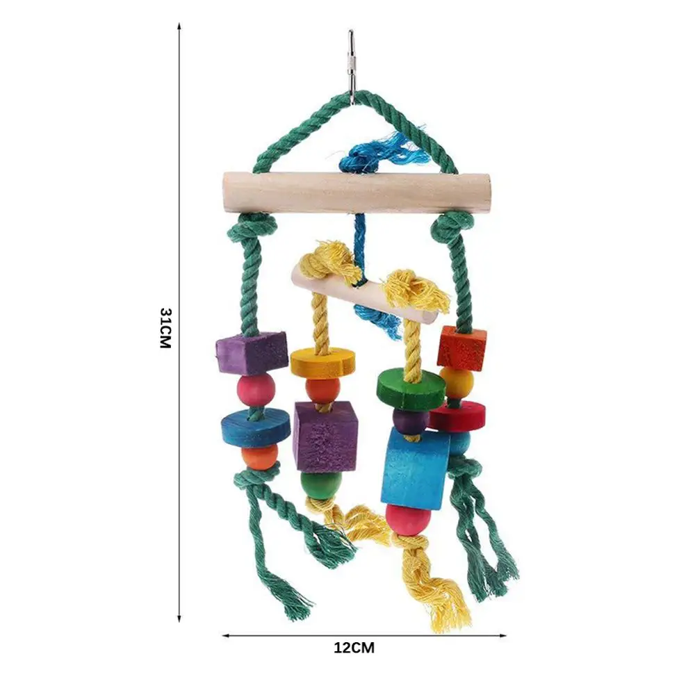 Гнездо для попугая игрушки попугай укус качели игрушки красочные деревянные бар птица игрушки клетка подвесной орнамент товары для домашних животных - Цвет: 06