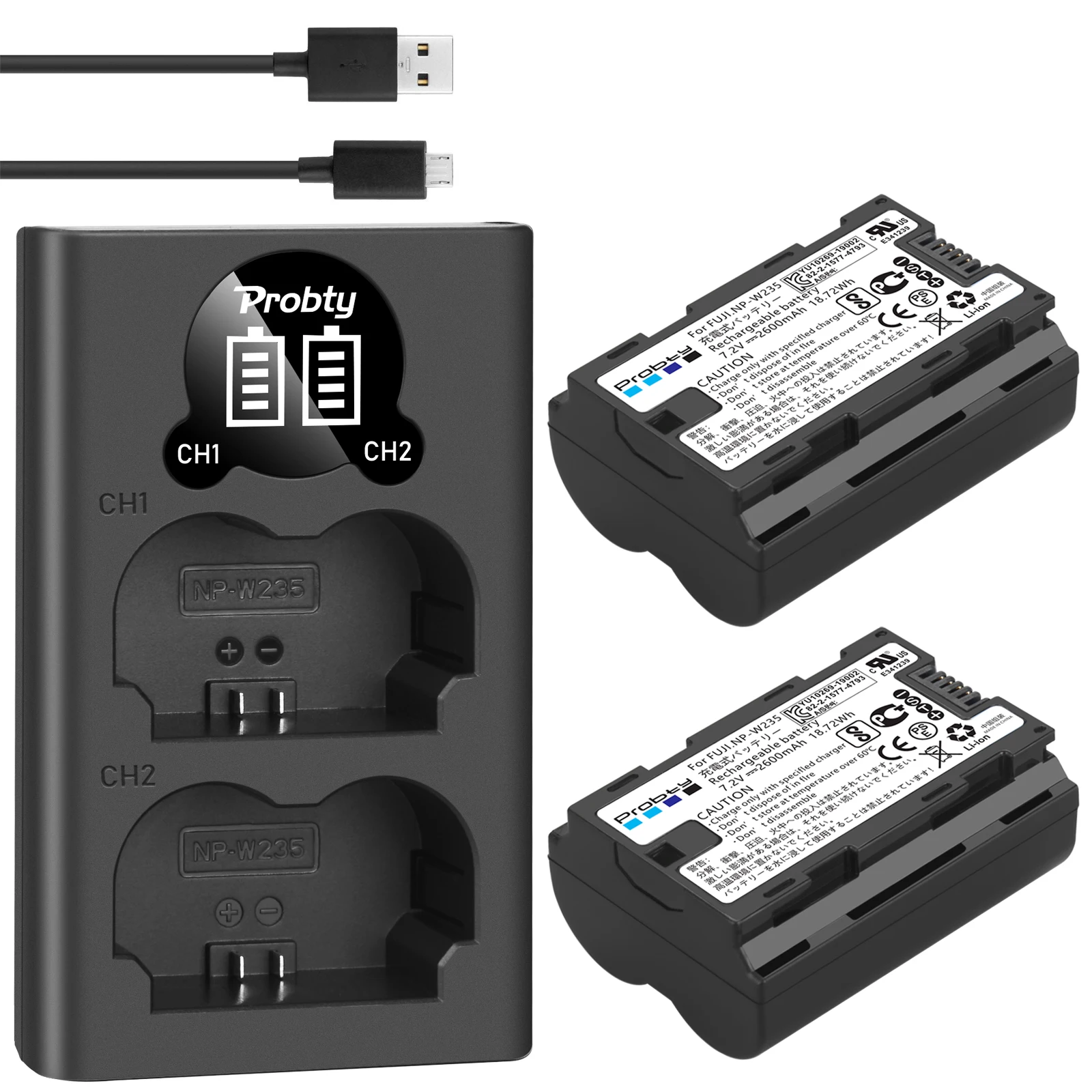 2600mAh for Fujifilm NP W235 NP W235 Battery+ LED USB Dual Charger for