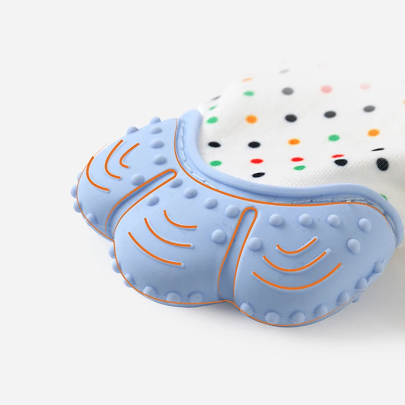 Детские Силиконовые варежки перчатка для режущихся зубов перчатки звук Прорезыватель натуральный новорожденный жевательные варежки для кормления стоп сосание большой палец игрушка