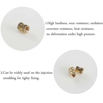 

Set Thread Knurled Nuts Female Brass Threaded Insert Round Inject Gold