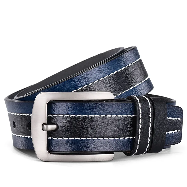 

2020 Personality New Color Matching Men's Retro Pin Buckle Leather Belt Fashion Classic High-quality Two-layer Leather Belt Men