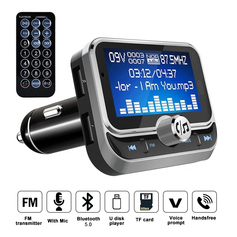 Aux Bluetooth FM Transmitter Modulator 7 Language 5EQ Music Car MP3