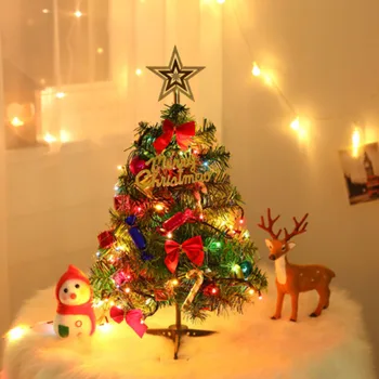 

50cm Tabletop Christmas Tree With LED String Lights & Ornaments Home Decoration