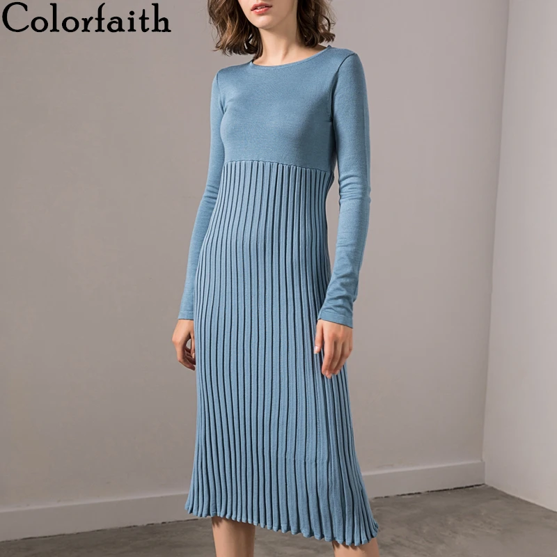 Женское прямое платье Colorfaith однотонное Элегантное повседневное весна осень 2019
