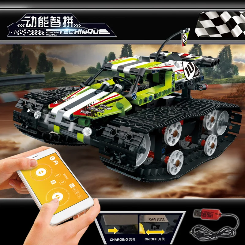 

Yuxing Remote Control Building Blocks Tracked off-Road Vehicle Hikers the Charge Science And Technology Series Assembled Toys Ch