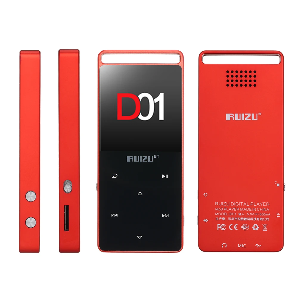 RUIZU D01 HiFi MP3-плеер 4G/8G 1,8 дюймов сенсорная кнопка Диктофон FM Электронная книга часы видео Шагомер Bluetooth MP3 музыкальный плеер