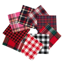 Печатные полиэфирные хлопковые Лоскутные ткани шотландский плед стеганые ткани для кукол и DIY 15*15 см/шт. 5 шт./лот TJ0536
