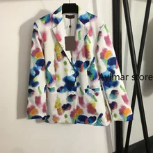 Blazer de costume slim pour femmes, de haute qualité, couleur dégradée, halo teinture tempérament, automne hiver 2021 